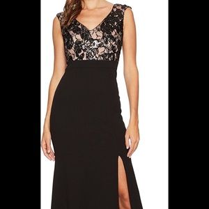 Adrianna Papell black lace gown